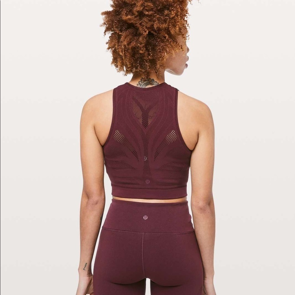 lululemon athletica Women's Deep Burgundy Mesh Racerback Crop Top